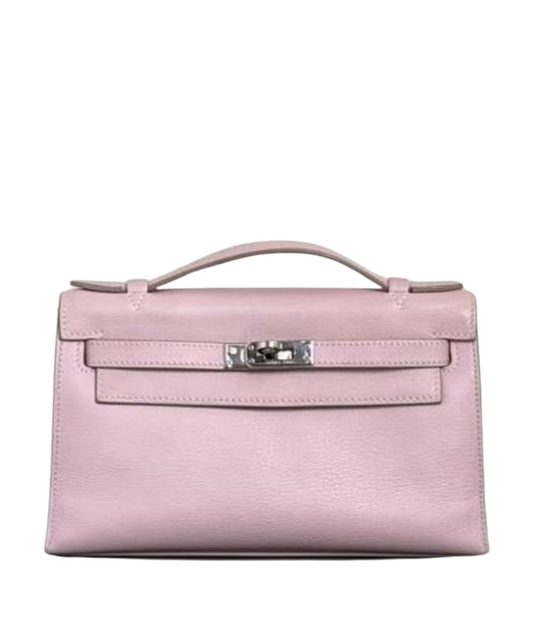 HERMES Розовая кожаная сумка с короткими ручками, фото 1