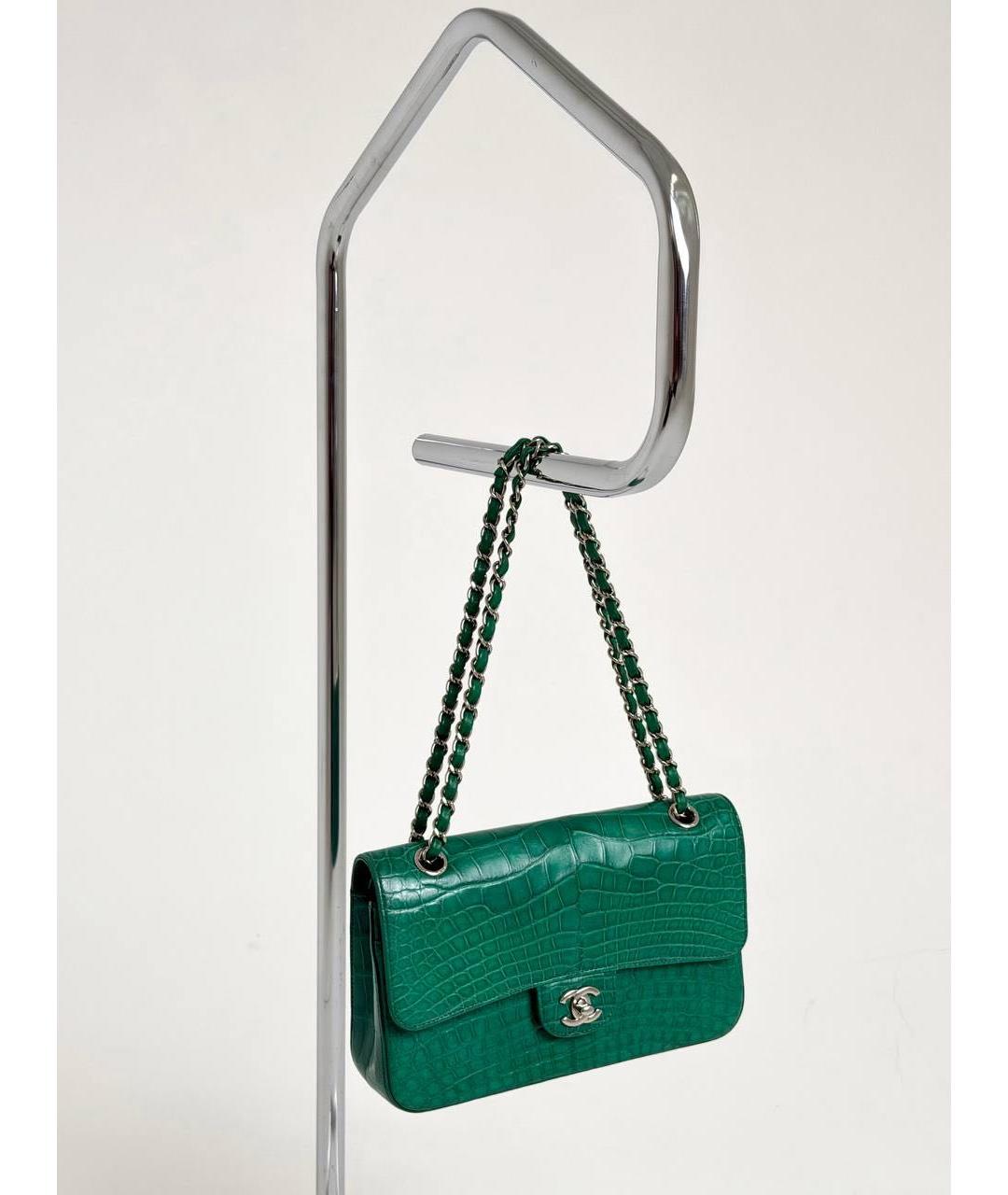 CHANEL Зеленая сумка через плечо из экзотической кожи, фото 4