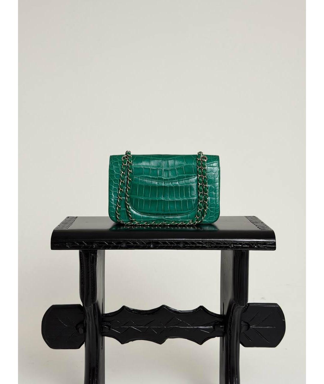 CHANEL Зеленая сумка через плечо из экзотической кожи, фото 3