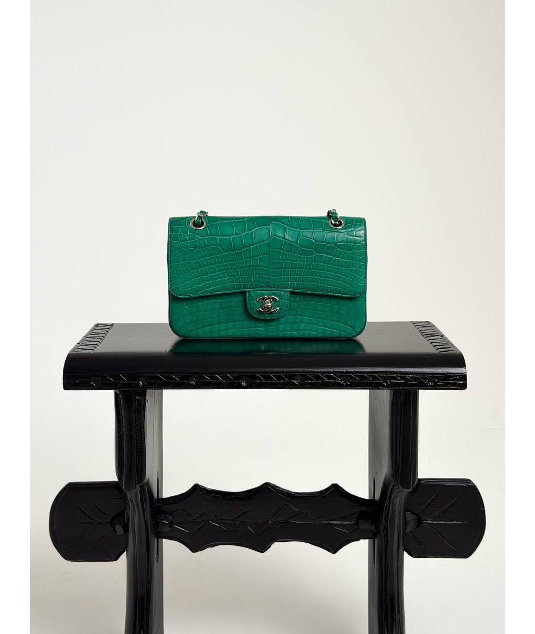 CHANEL Зеленая сумка через плечо из экзотической кожи, фото 5
