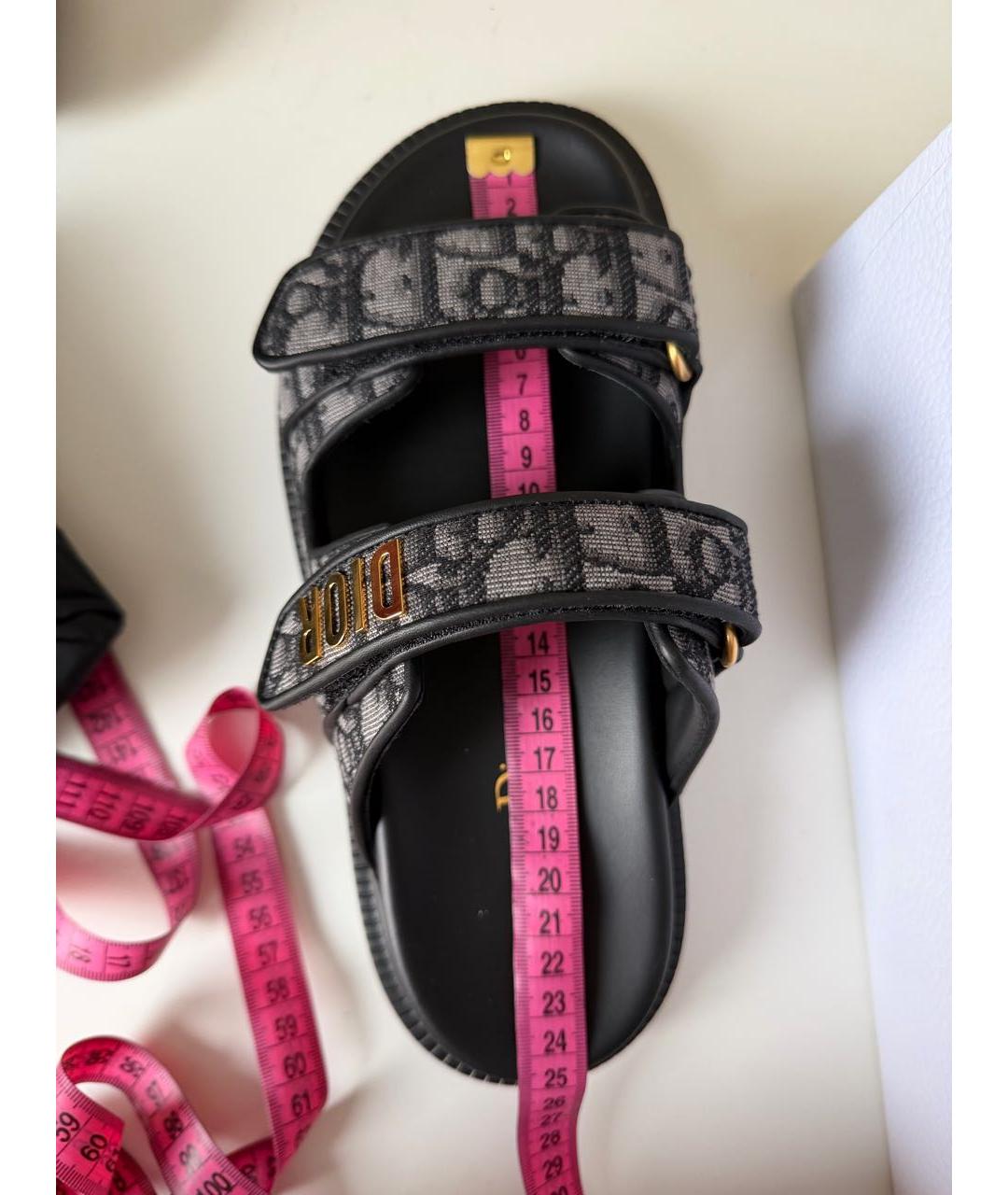 CHRISTIAN DIOR Темно-синие текстильные сандалии, фото 4