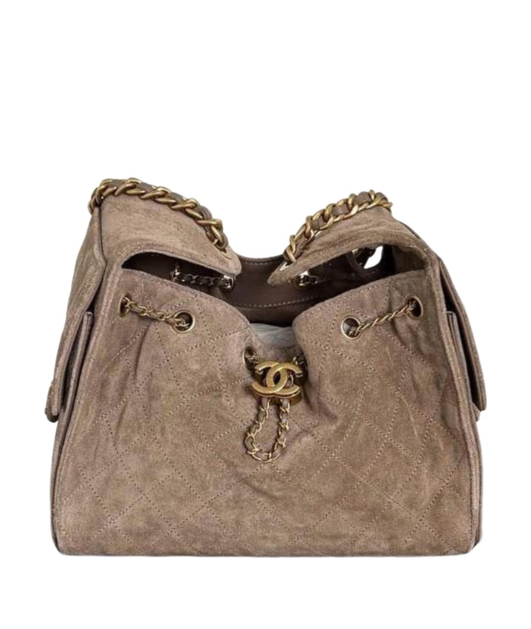 CHANEL Бежевая замшевая сумка через плечо, фото 1