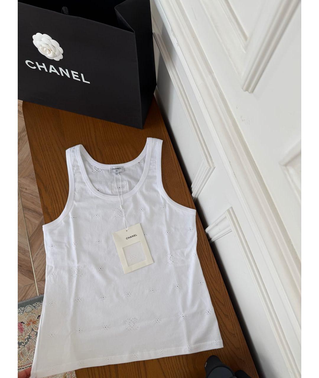 CHANEL Белая хлопковая майка, фото 5