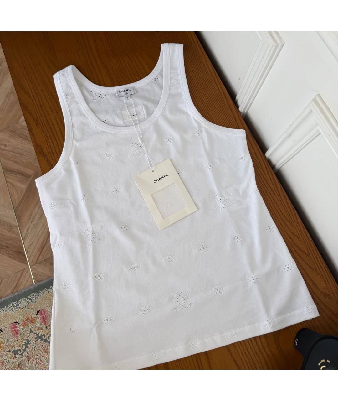 CHANEL Белая хлопковая майка, фото 4