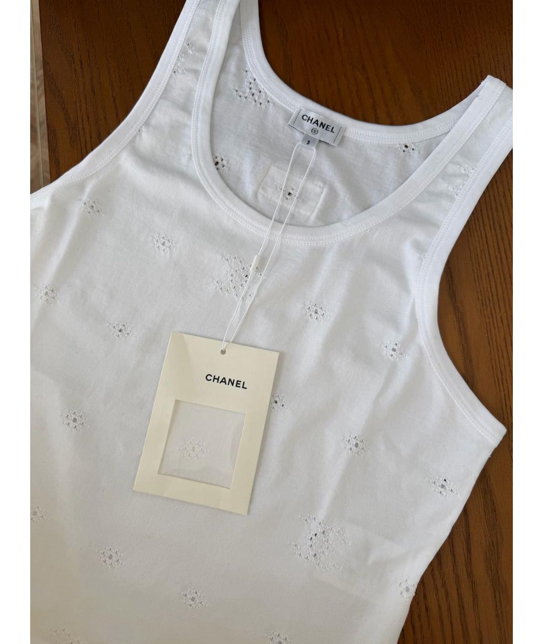 CHANEL Белая хлопковая майка, фото 3