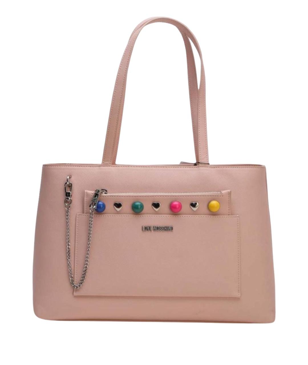 LOVE MOSCHINO Розовая кожаная сумка тоут, фото 1