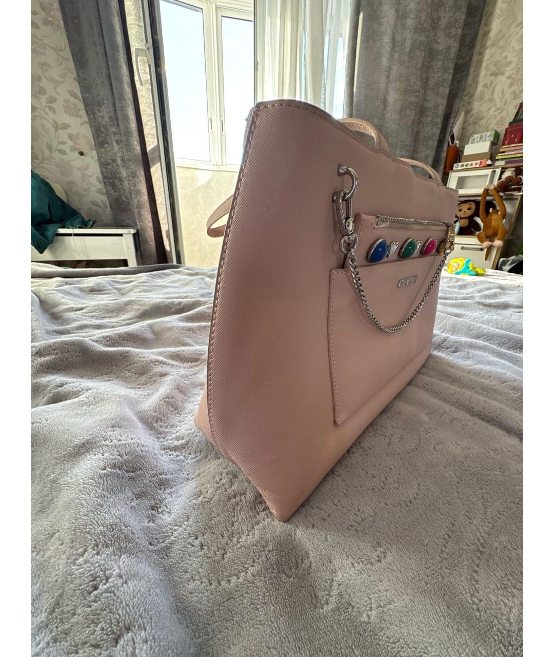 LOVE MOSCHINO Розовая кожаная сумка тоут, фото 3