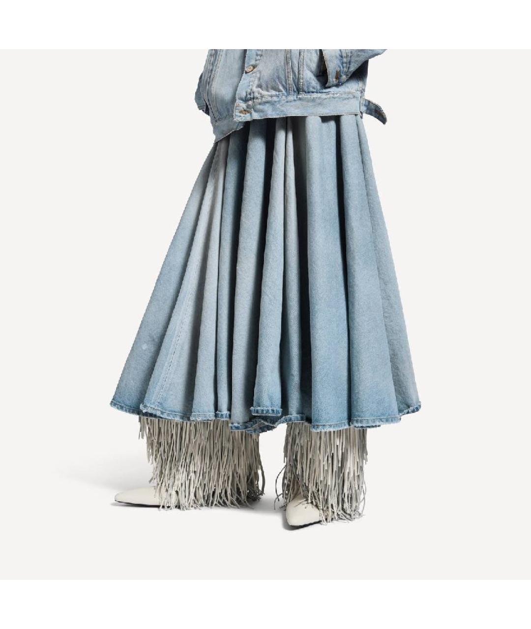 BALENCIAGA Голубая деним юбка миди, фото 2