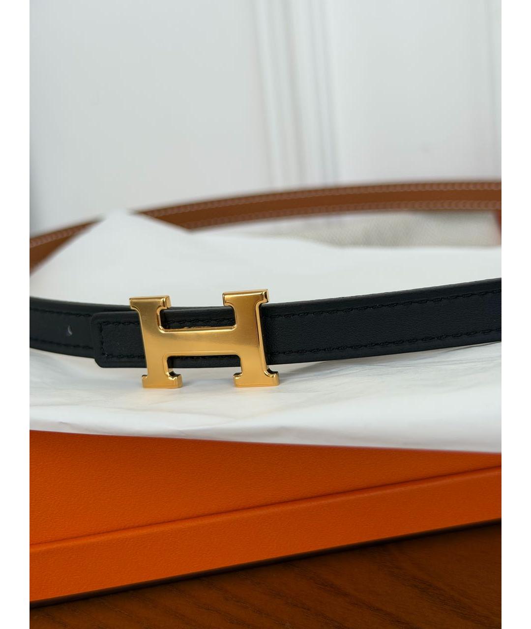 HERMES Черный кожаный ремень, фото 4