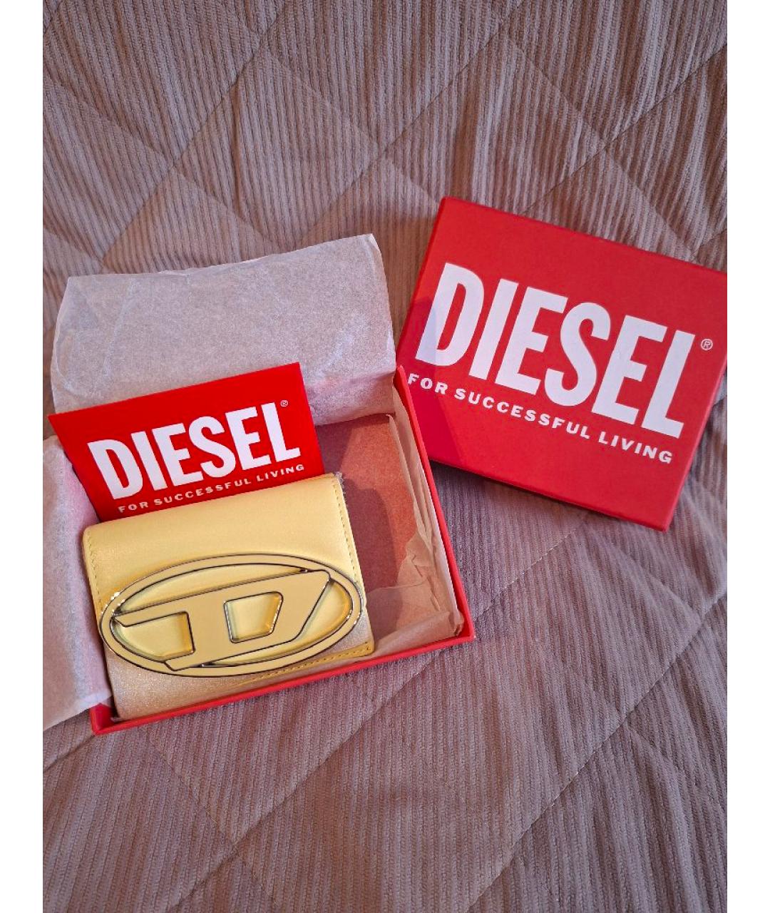 DIESEL Бежевый кожаный кошелек, фото 4