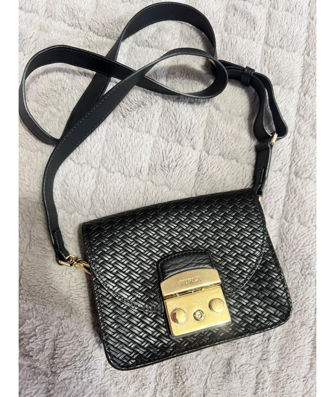 FURLA Черная кожаная сумка через плечо, фото 8