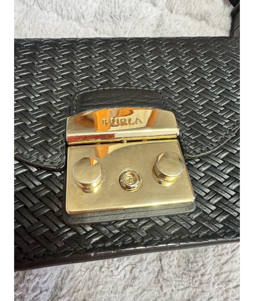 FURLA Черная кожаная сумка через плечо, фото 6