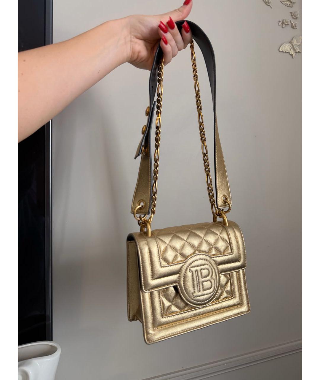 BALMAIN Золотая кожаная сумка через плечо, фото 8