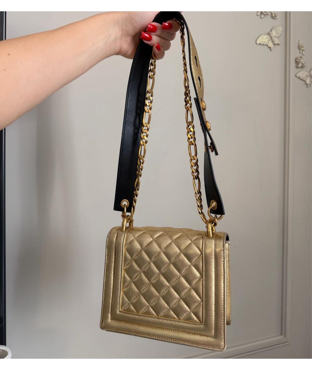 BALMAIN Золотая кожаная сумка через плечо, фото 3