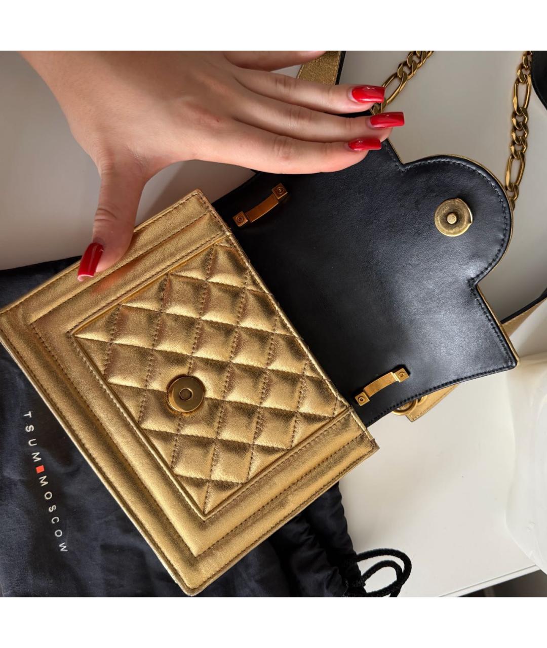 BALMAIN Золотая кожаная сумка через плечо, фото 5