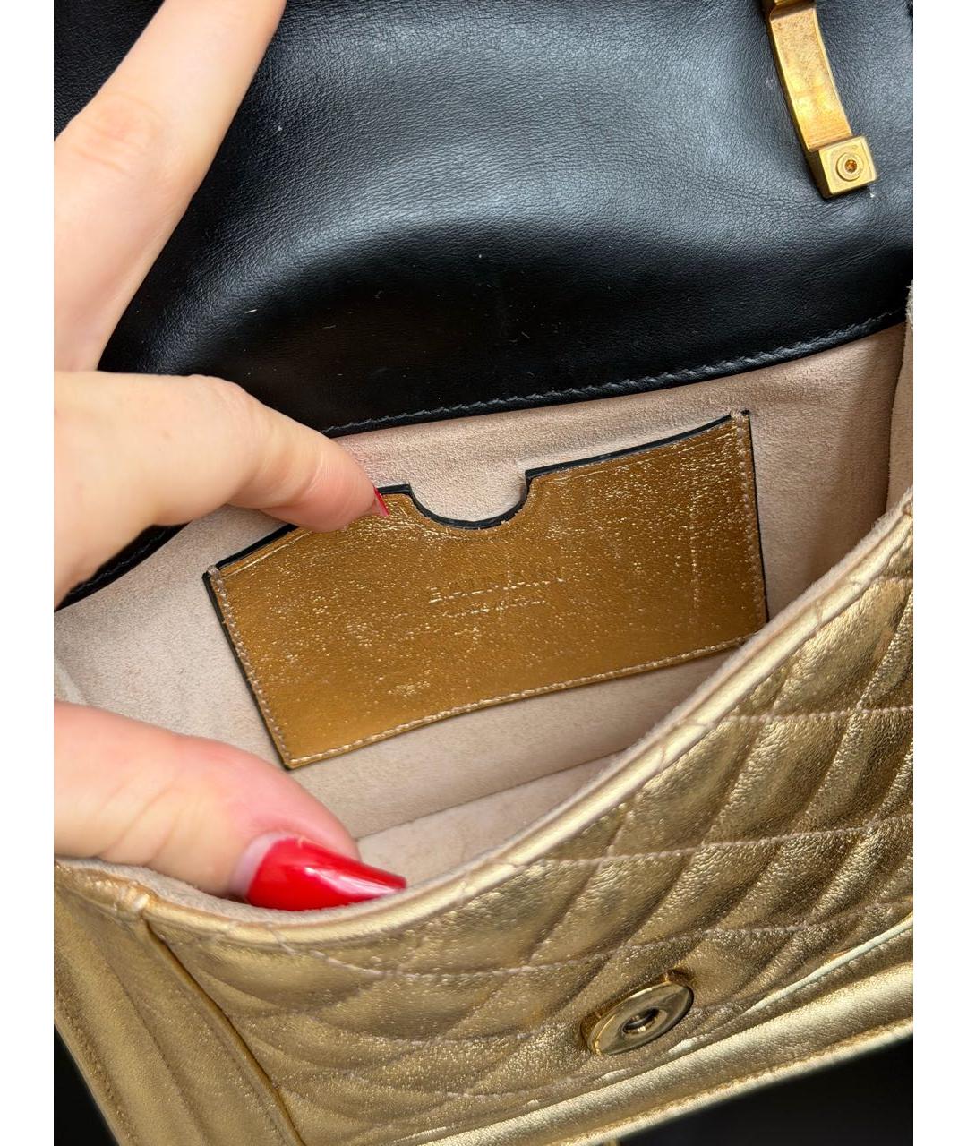 BALMAIN Золотая кожаная сумка через плечо, фото 4