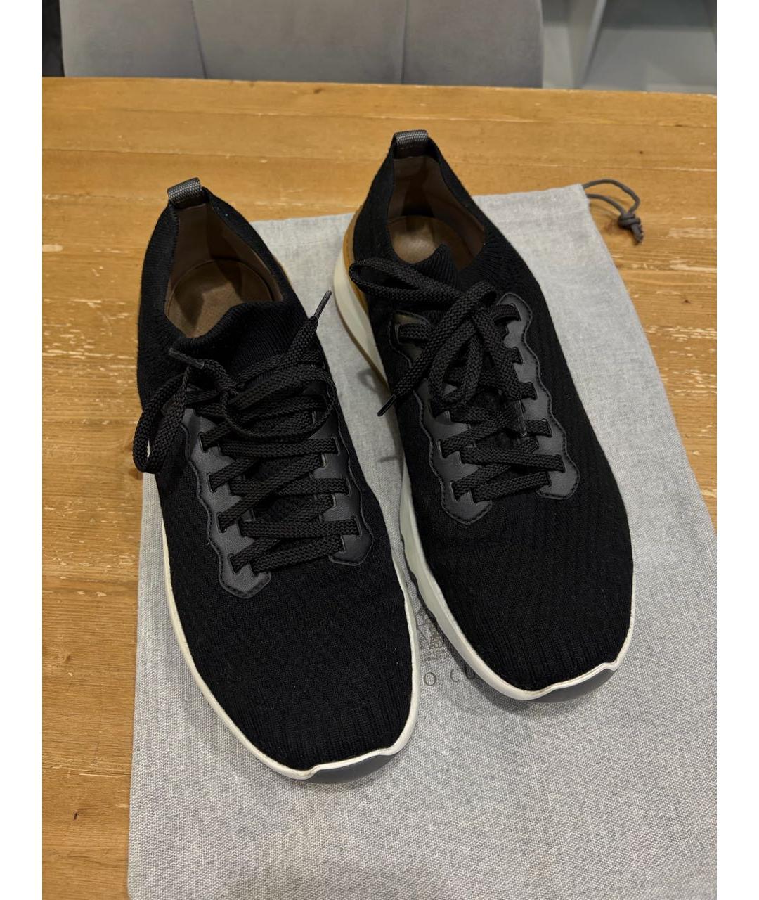 BRUNELLO CUCINELLI Черные текстильные низкие кроссовки / кеды, фото 5