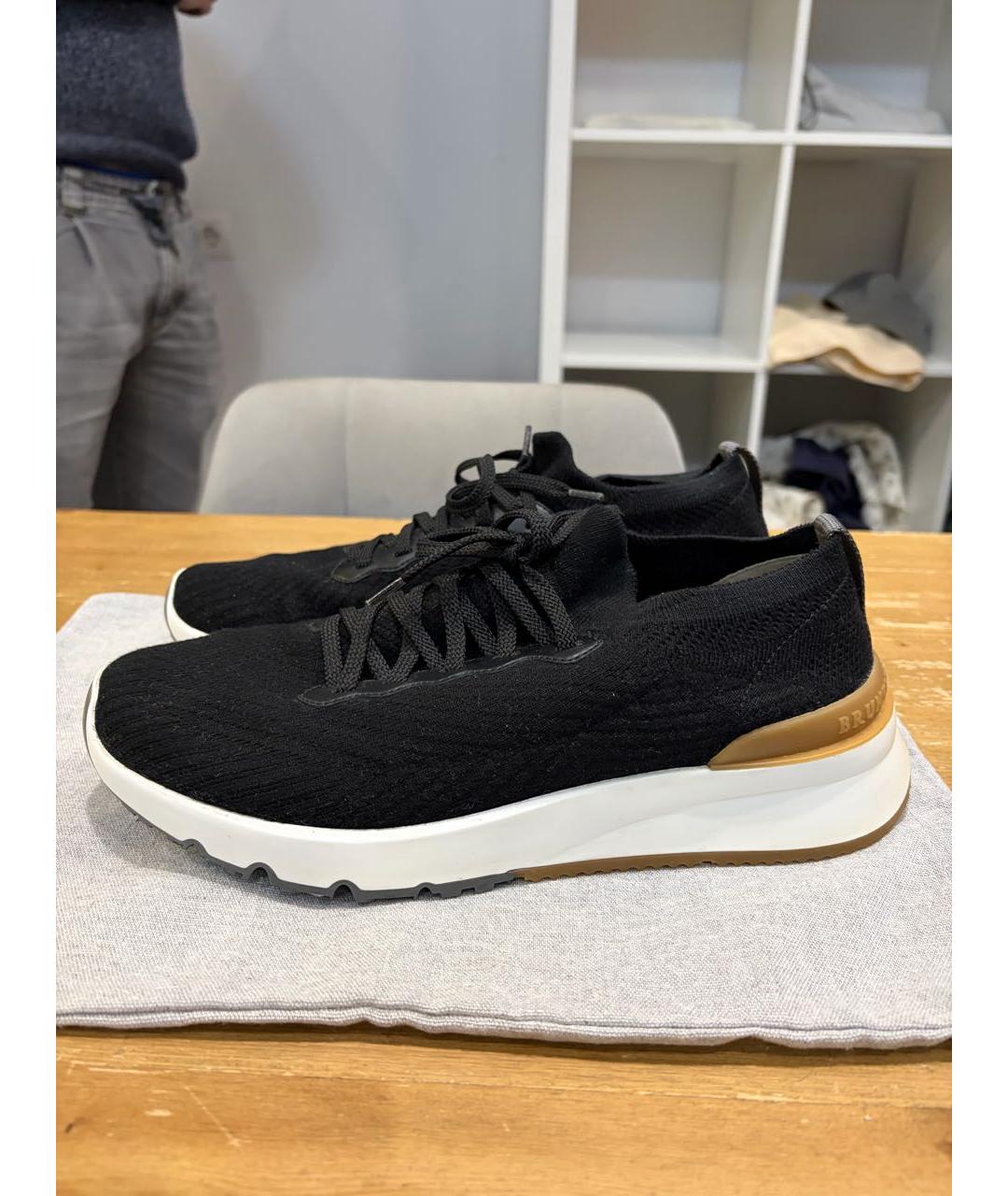 BRUNELLO CUCINELLI Черные текстильные низкие кроссовки / кеды, фото 3