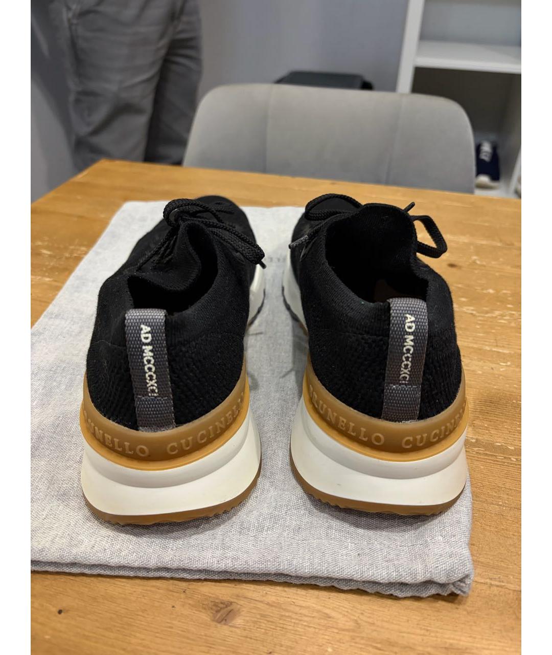 BRUNELLO CUCINELLI Черные текстильные низкие кроссовки / кеды, фото 4