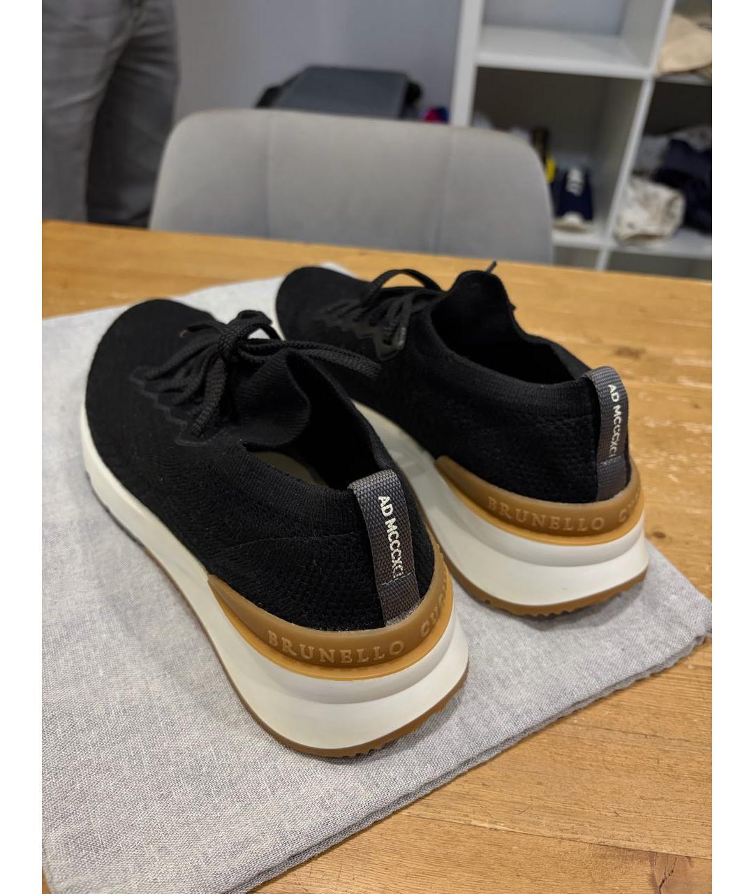 BRUNELLO CUCINELLI Черные текстильные низкие кроссовки / кеды, фото 2