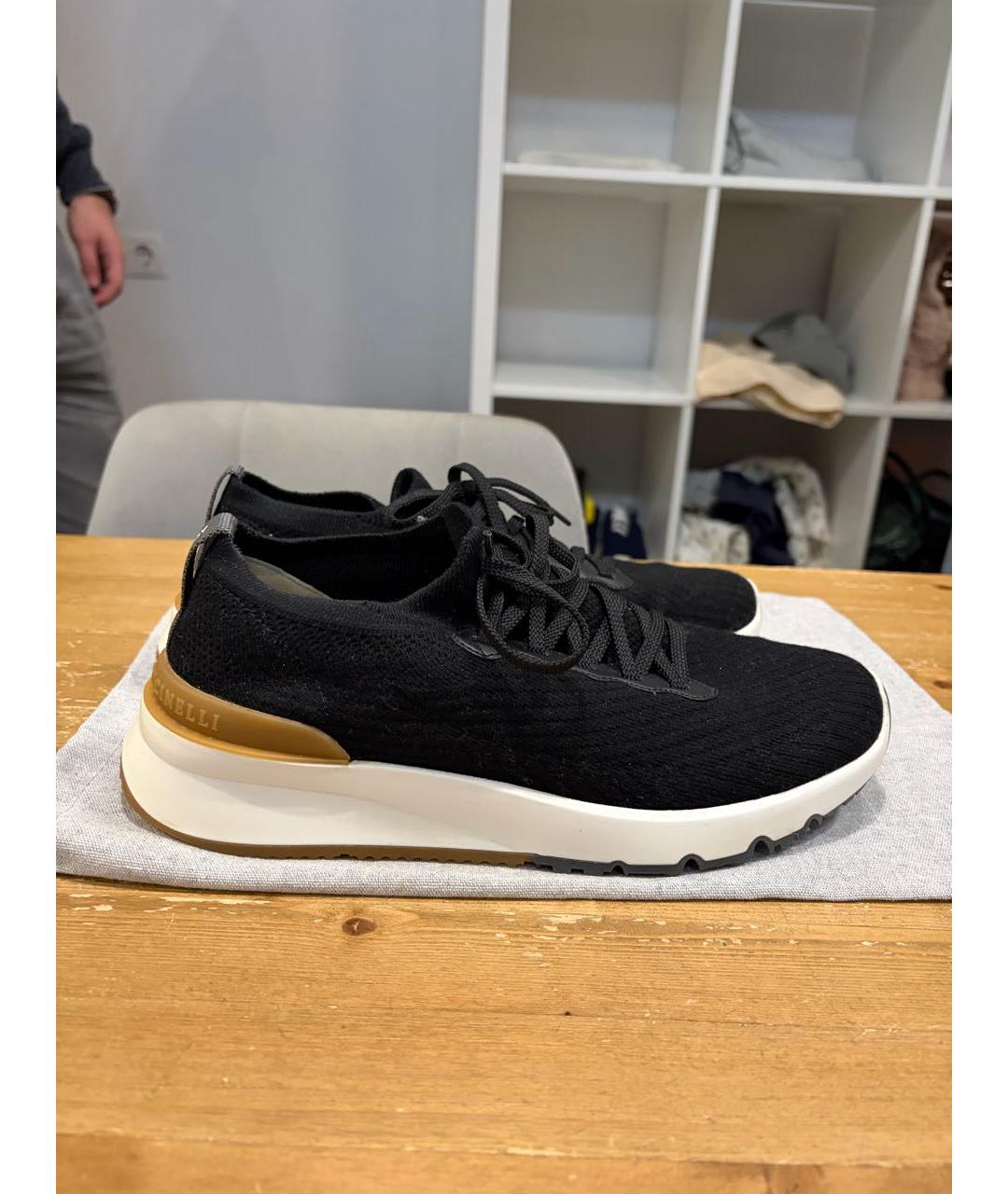 BRUNELLO CUCINELLI Черные текстильные низкие кроссовки / кеды, фото 8