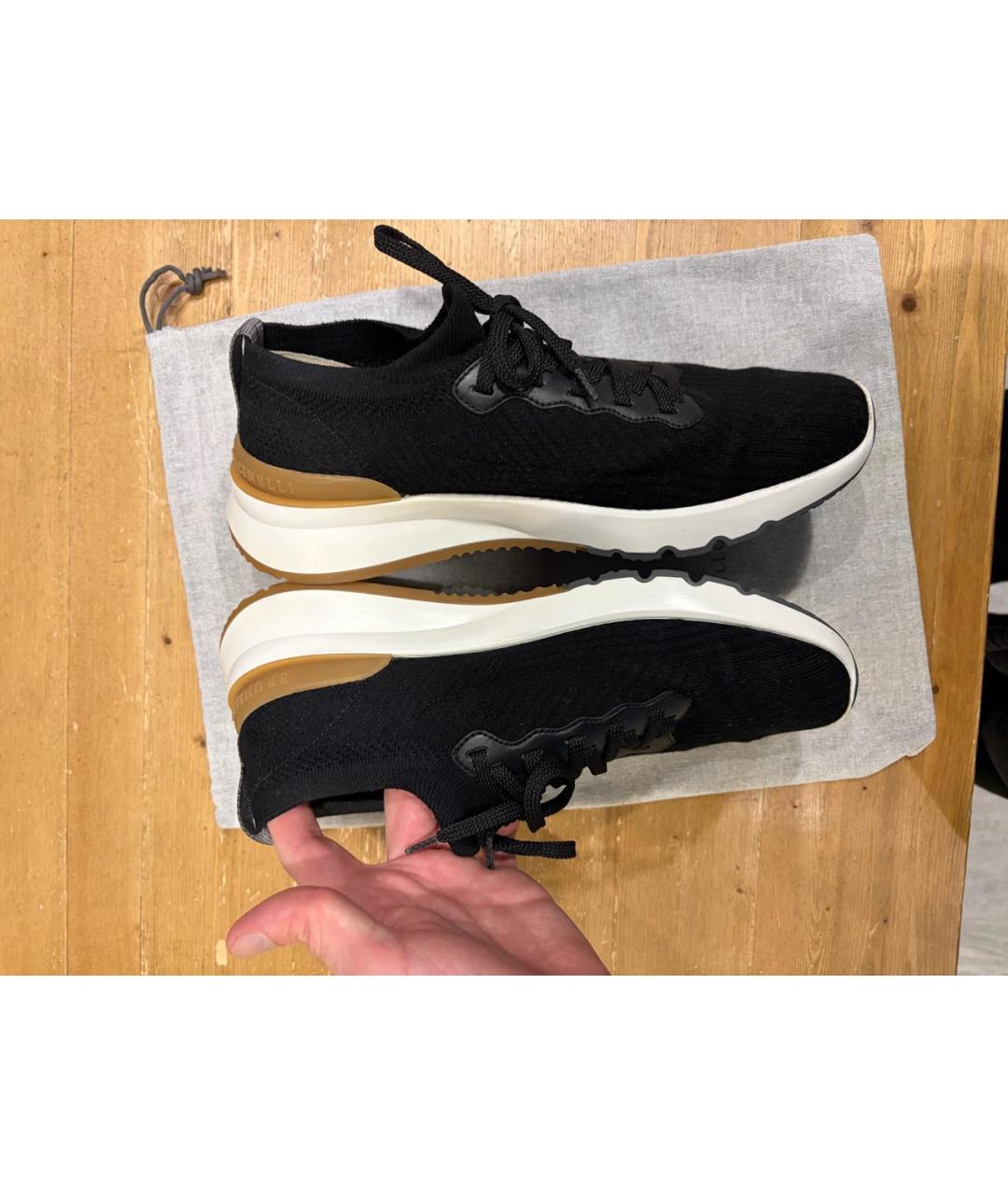 BRUNELLO CUCINELLI Черные текстильные низкие кроссовки / кеды, фото 7