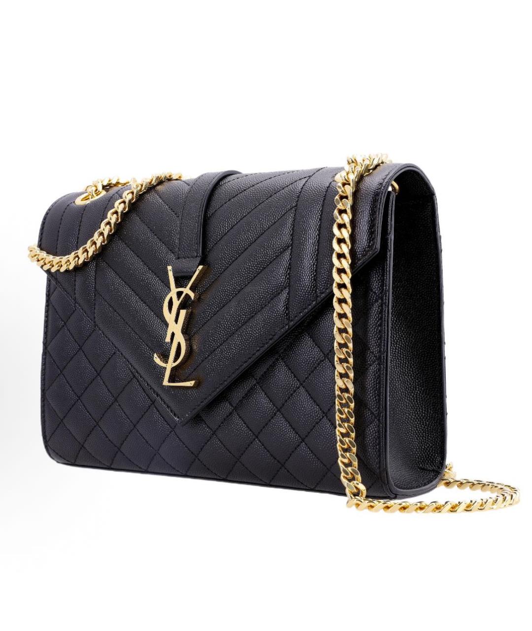 SAINT LAURENT Черная кожаная сумка через плечо, фото 2