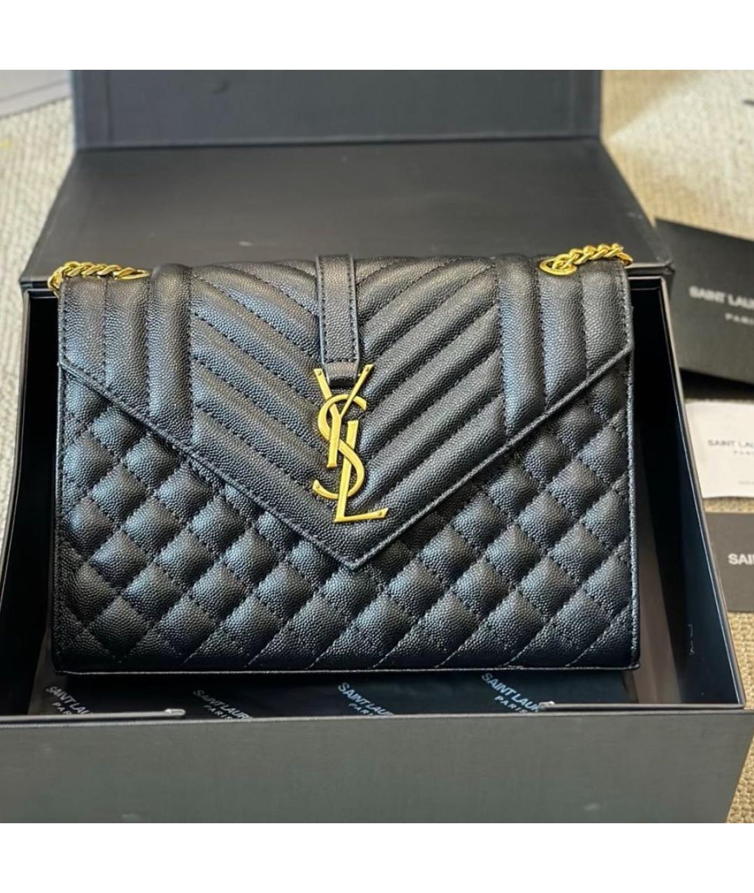 SAINT LAURENT Черная кожаная сумка через плечо, фото 6