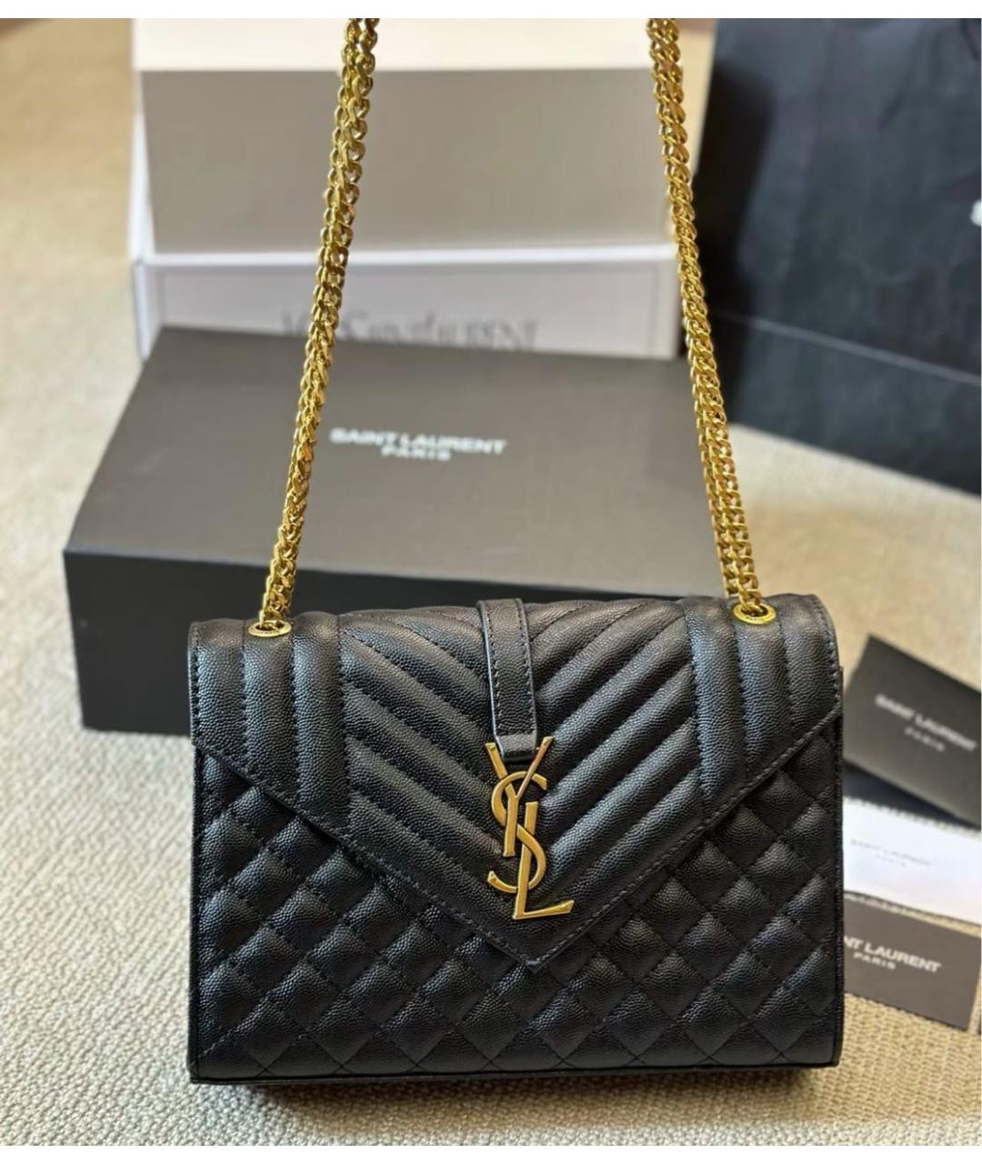 SAINT LAURENT Черная кожаная сумка через плечо, фото 8