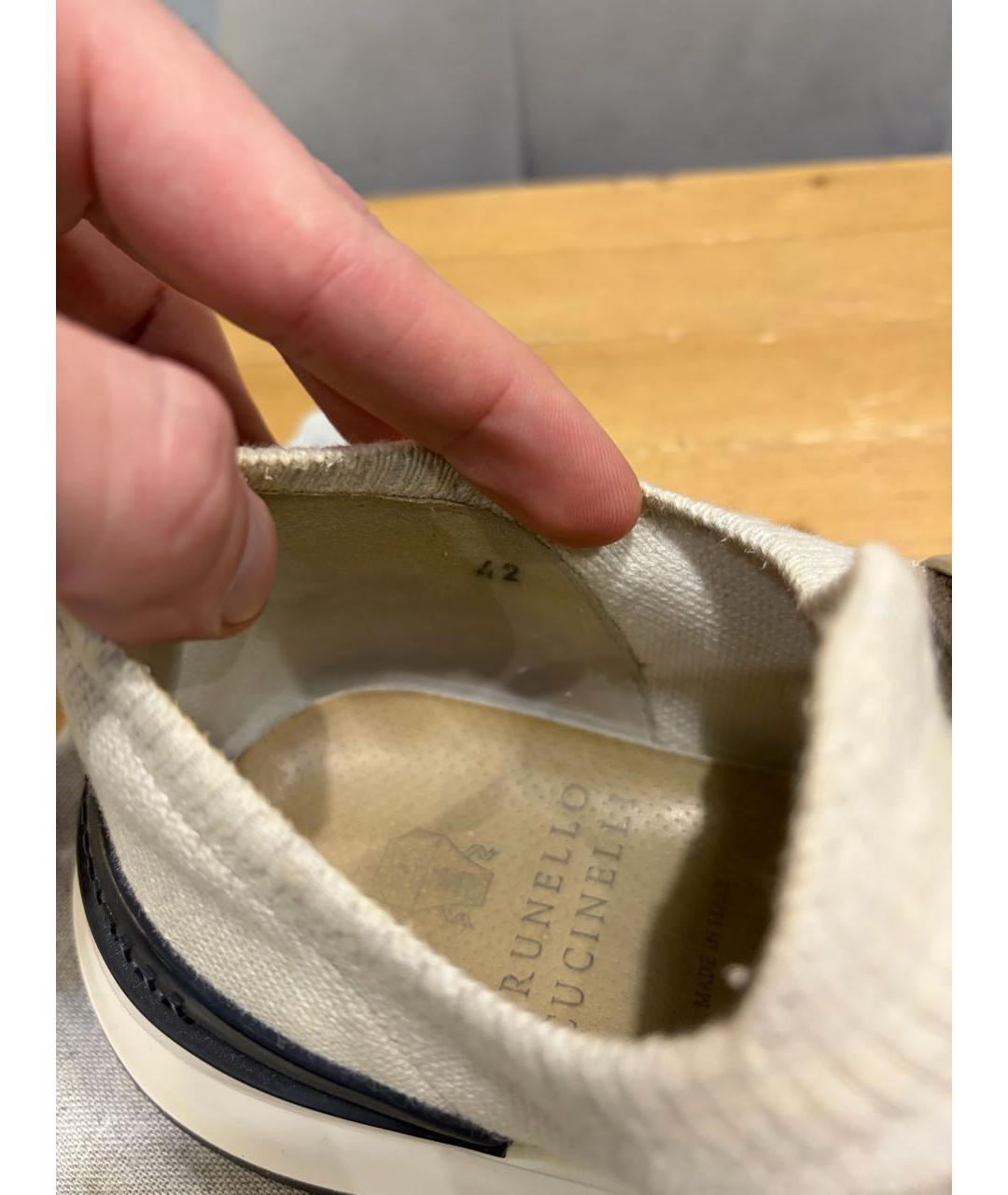 BRUNELLO CUCINELLI Бежевые текстильные низкие кроссовки / кеды, фото 4