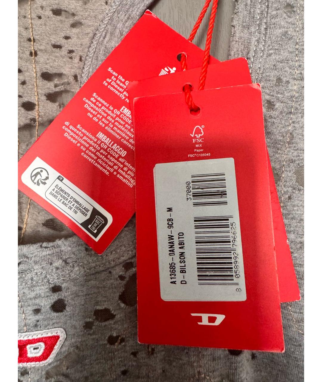 DIESEL Серое сетчатое коктейльное платье, фото 7