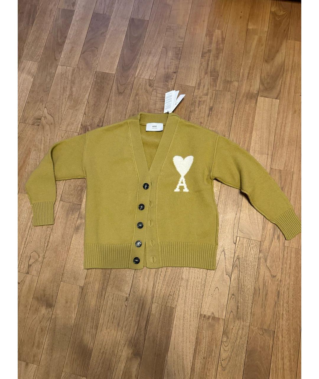 Ami Paris Горчичный шерстяной кардиган, фото 2