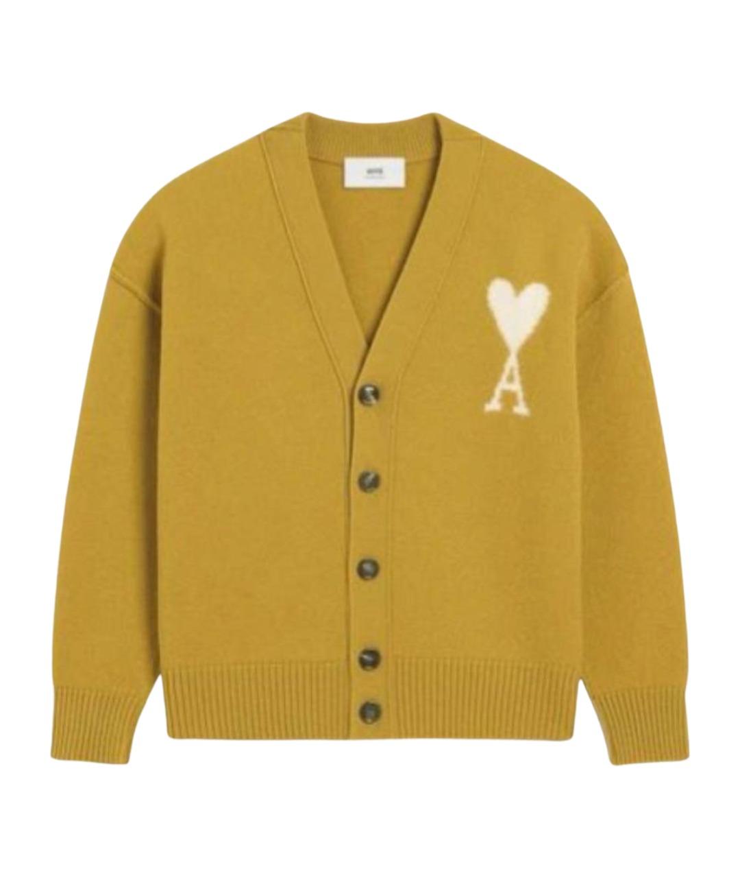 Ami Paris Горчичный шерстяной кардиган, фото 1