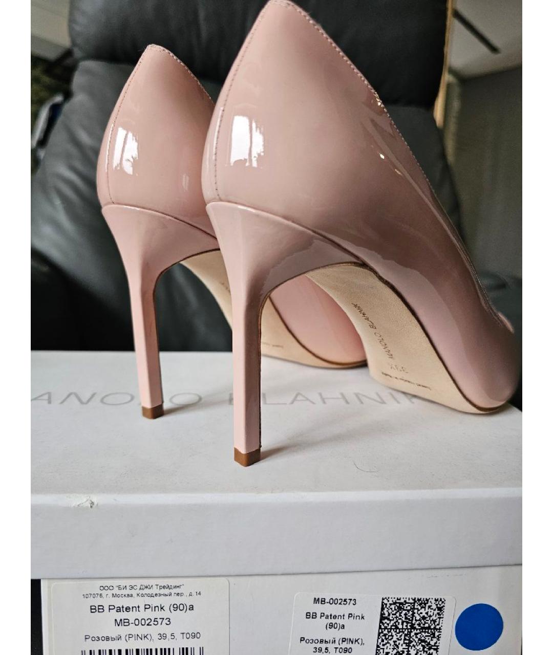 MANOLO BLAHNIK Розовые туфли из лакированной кожи, фото 5