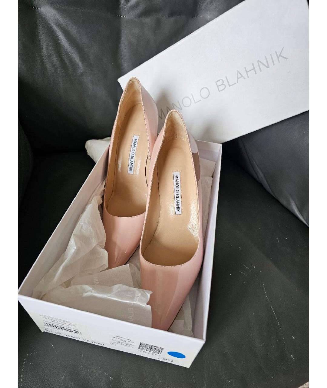 MANOLO BLAHNIK Розовые туфли из лакированной кожи, фото 6