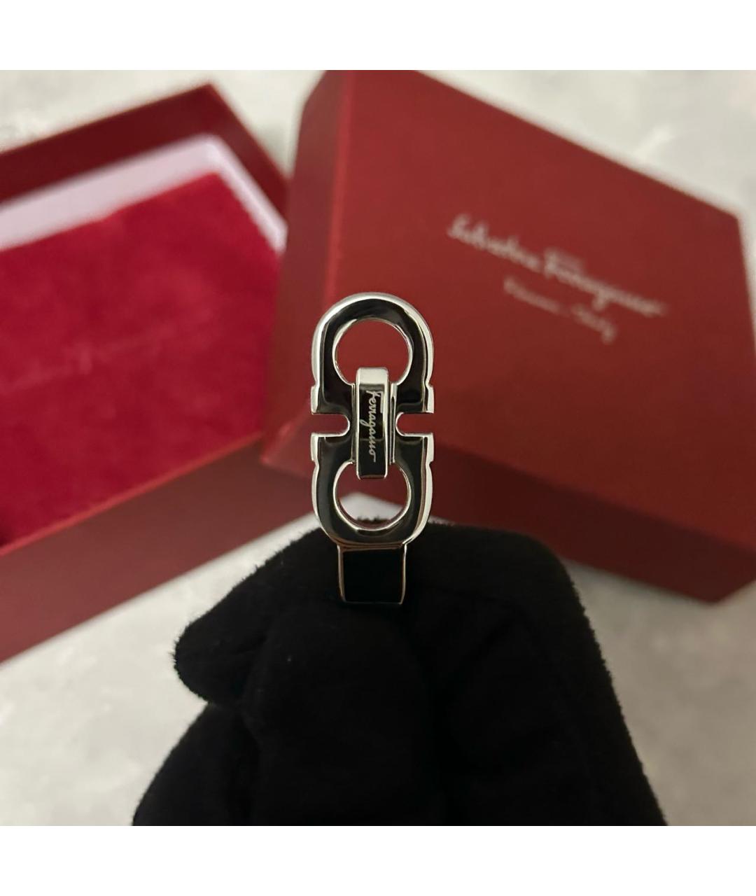 FERRAGAMO Черный кожаный браслет, фото 3