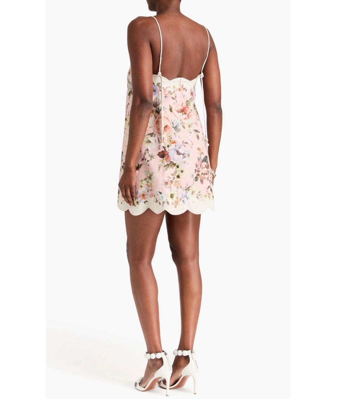 ZIMMERMANN Розовое льняное коктейльное платье, фото 3