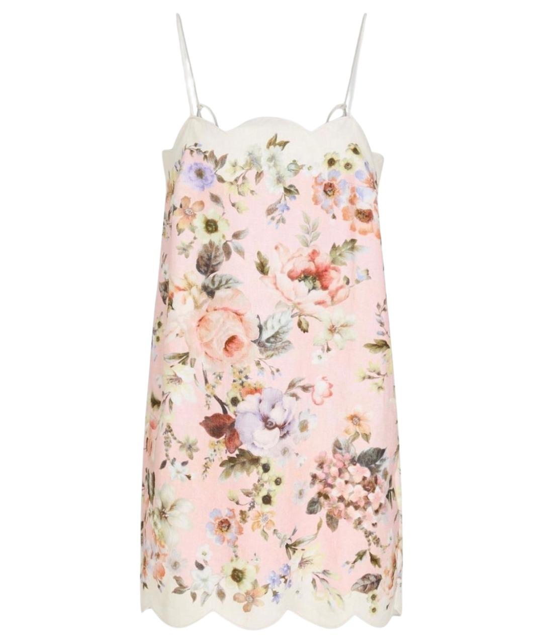ZIMMERMANN Розовое льняное коктейльное платье, фото 1