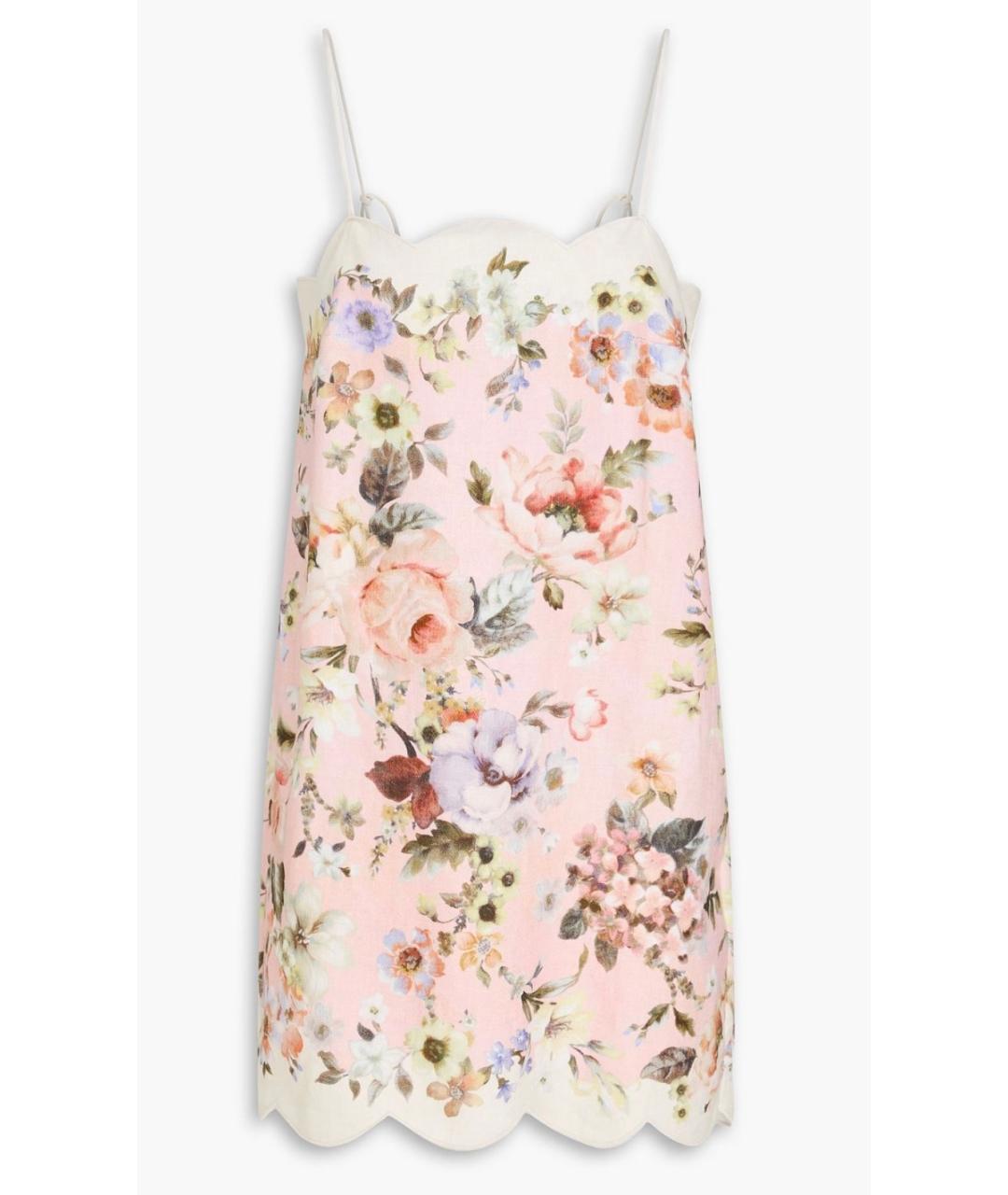 ZIMMERMANN Розовое льняное коктейльное платье, фото 10