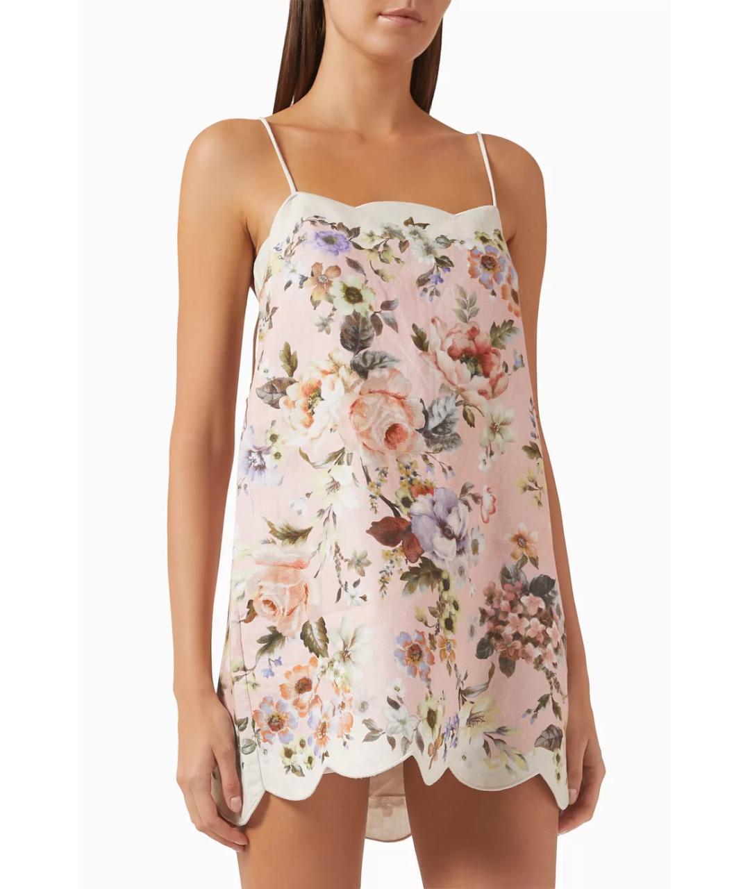 ZIMMERMANN Розовое льняное коктейльное платье, фото 5