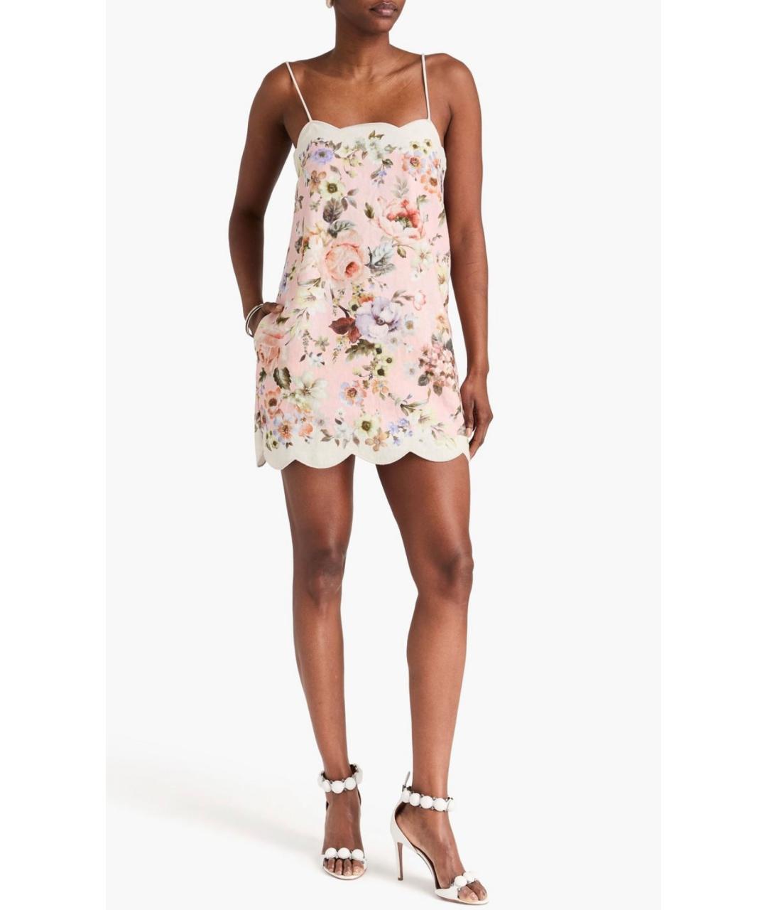 ZIMMERMANN Розовое льняное коктейльное платье, фото 2