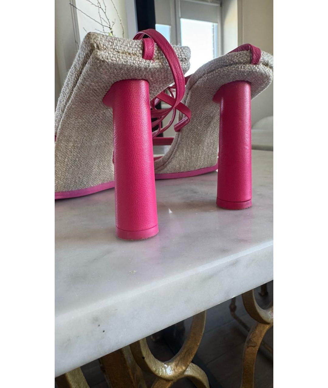 JACQUEMUS Розовые кожаные босоножки, фото 4