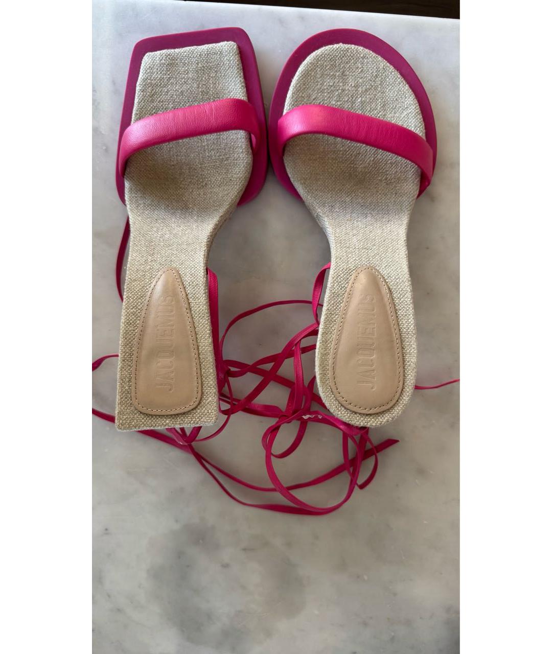 JACQUEMUS Розовые кожаные босоножки, фото 3