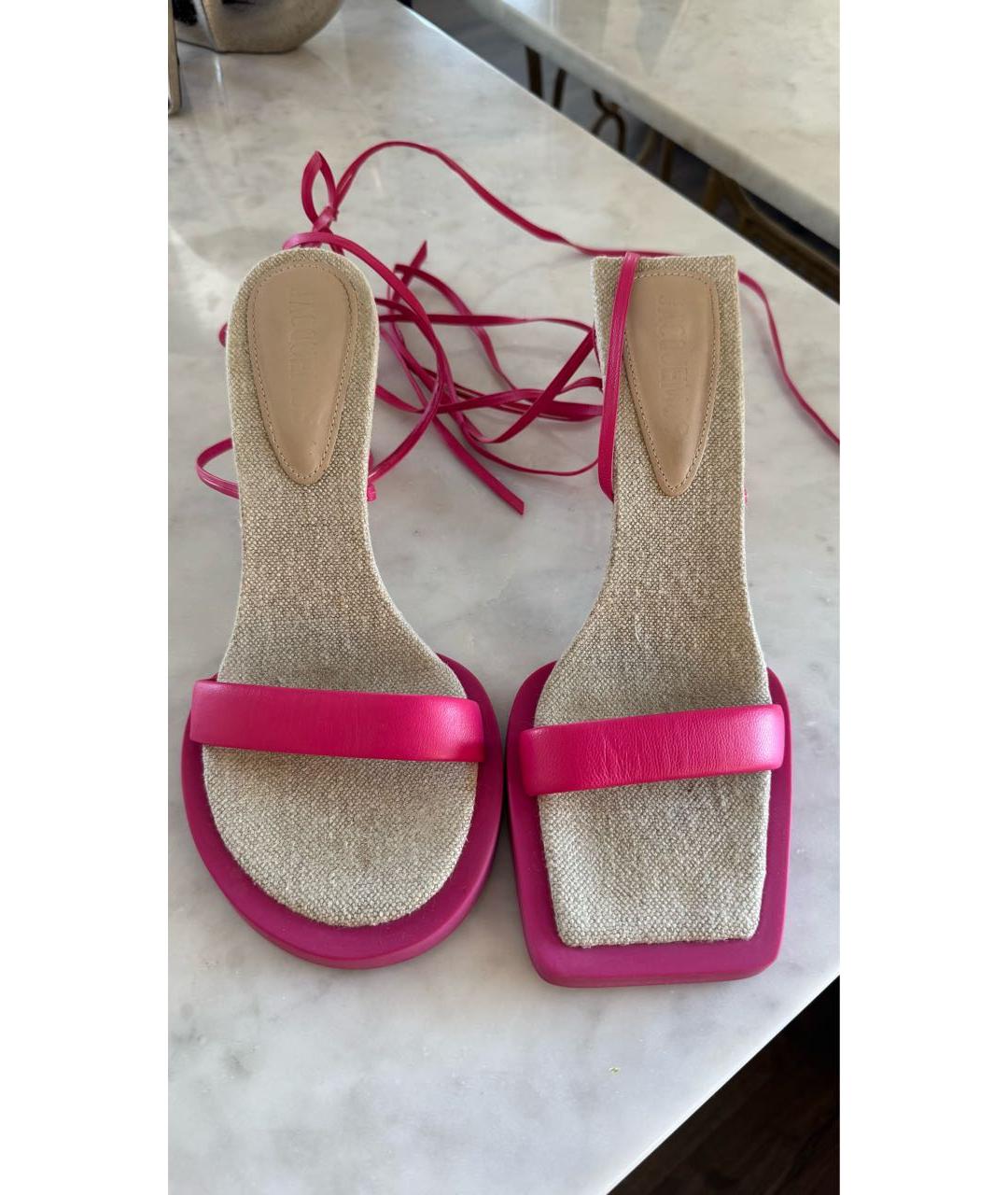JACQUEMUS Розовые кожаные босоножки, фото 2