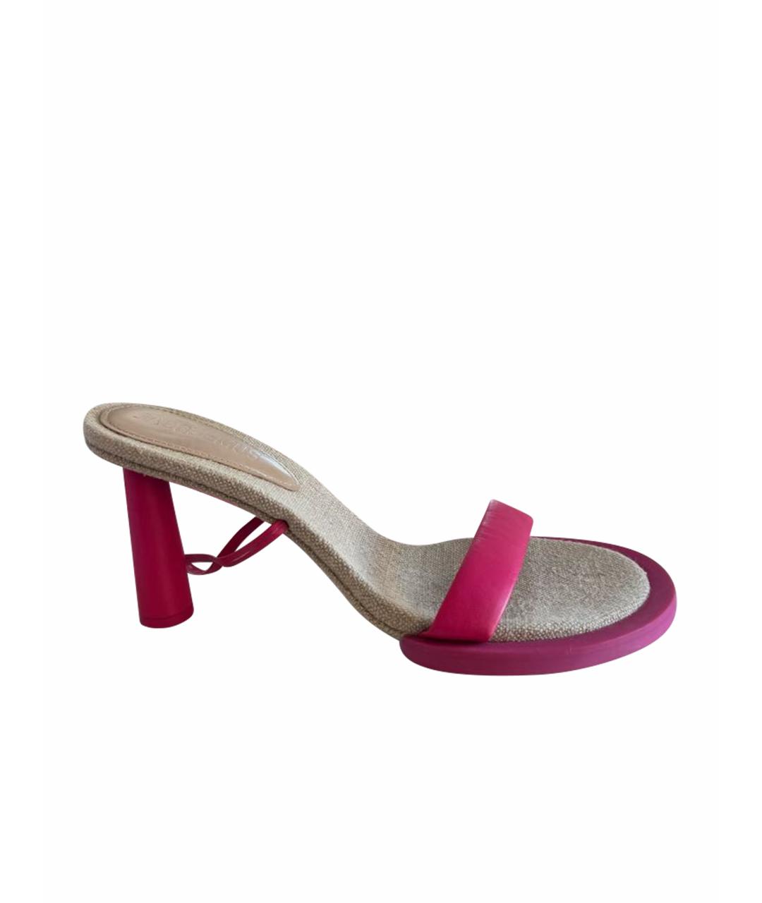 JACQUEMUS Розовые кожаные босоножки, фото 1