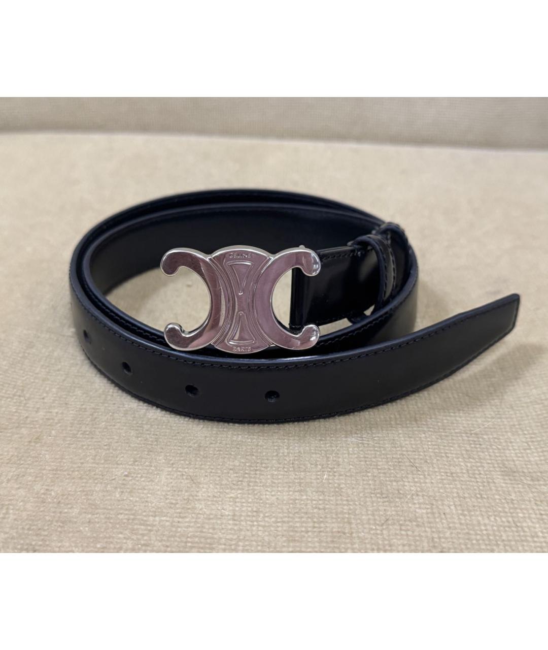 CELINE Черный кожаный ремень, фото 5