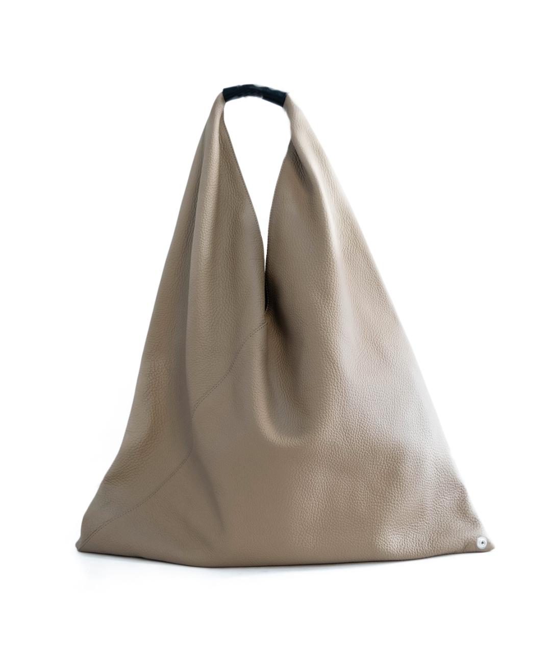 MM6 MAISON MARGIELA Бежевая кожаная сумка тоут, фото 1