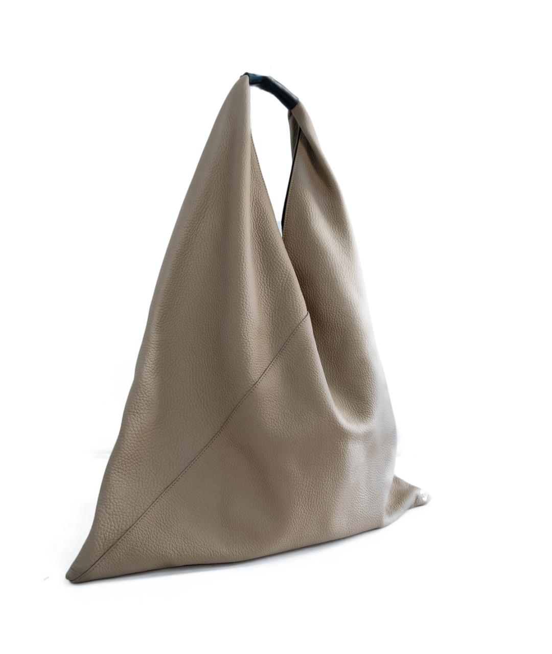 MM6 MAISON MARGIELA Бежевая кожаная сумка тоут, фото 2