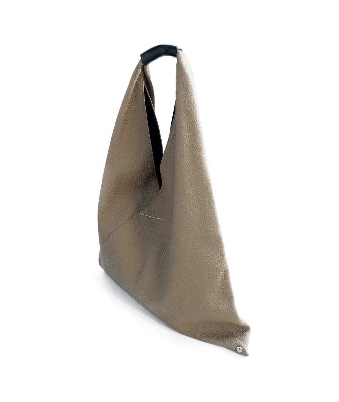 MM6 MAISON MARGIELA Бежевая кожаная сумка тоут, фото 3