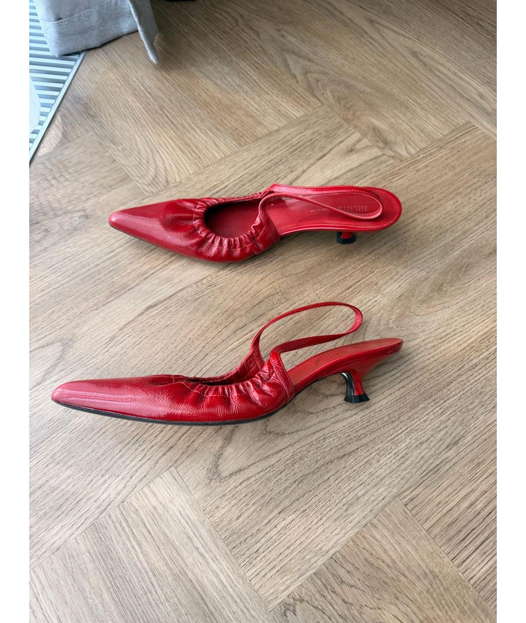 KHAITE Красные кожаные лодочки на низком каблуке, фото 8